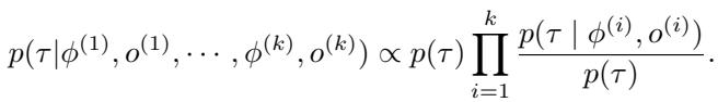 Equation 9: Derivation of the conditional distribution factorization.