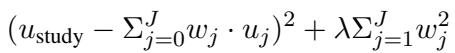 展示寻找权重 w 的最小化目标的公式。