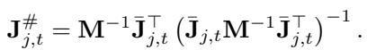 Equation for the dynamically consistent generalized inverse Jacobian.