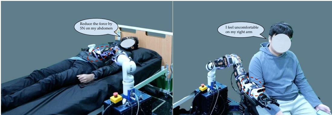 User study setup for comparing different feedback mechanisms.