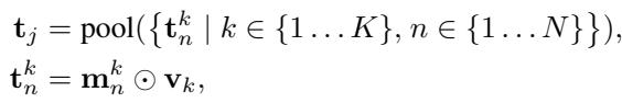 Equation 1: Object-centric pooling formula