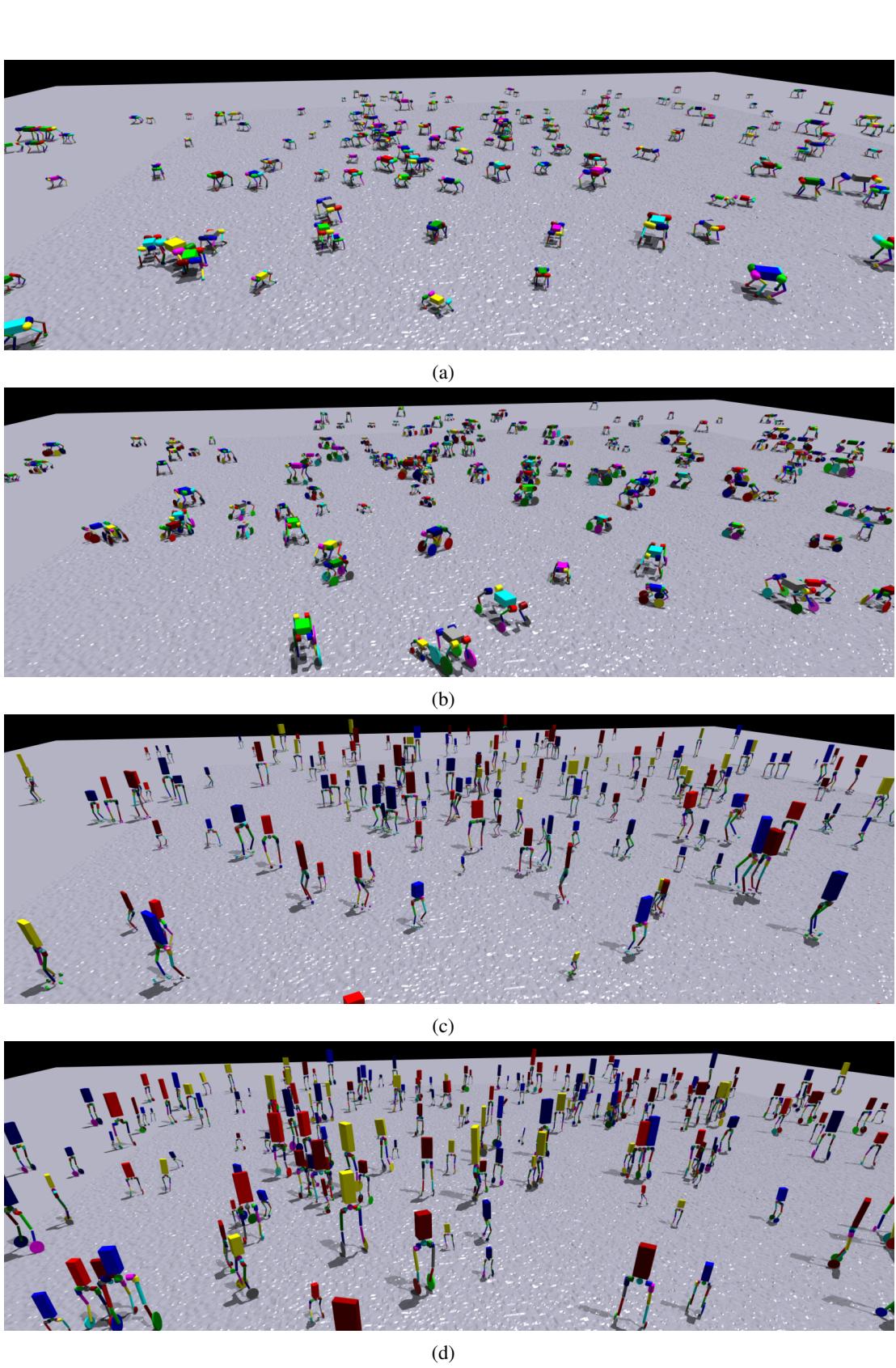 Examples of procedurally generated robots used for training.