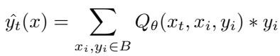 仅查询注意力的预测是支持集标签的加权和,其中权重由模型 Q-theta 学习得到。