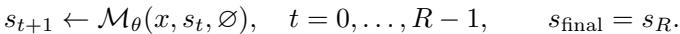 Equation depicting SR as iterative refinement over R rounds.