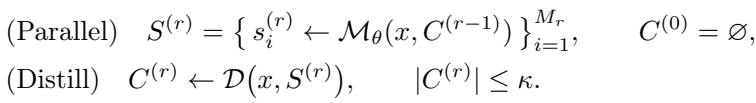 Equations showing parallel generation and distillation in PDR.