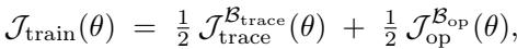 Equation showing the averaged training objective between standard and operator-consistent RL losses.