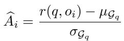 The GRPO advantage estimation formula.