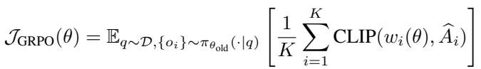The on-policy GRPO objective function.