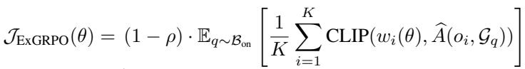 The on-policy part of the ExGRPO objective function.