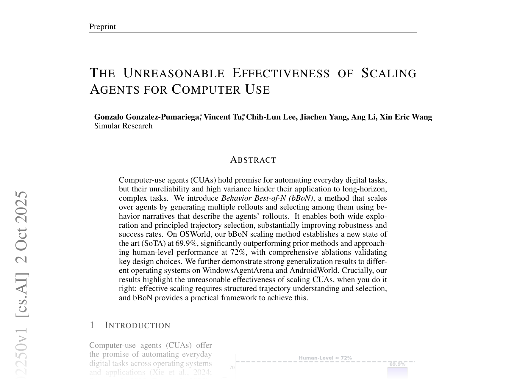 [THE UNREASONABLE EFFECTIVENESS OF SCALING AGENTS FOR COMPUTER USE 🔗](https://arxiv.org/abs/2510.02250)