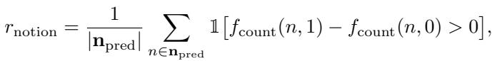 Equation for the notion reward.