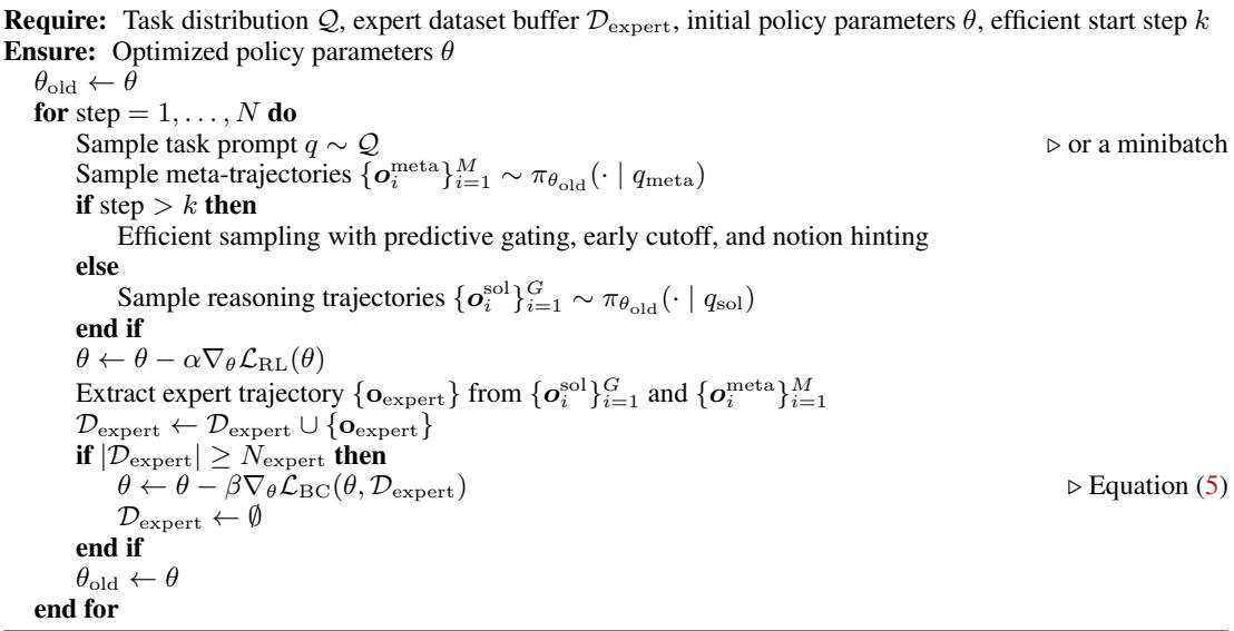 The algorithm for MASA-efficient, which incorporates supervised fine-tuning (SFT) on expert trajectories.