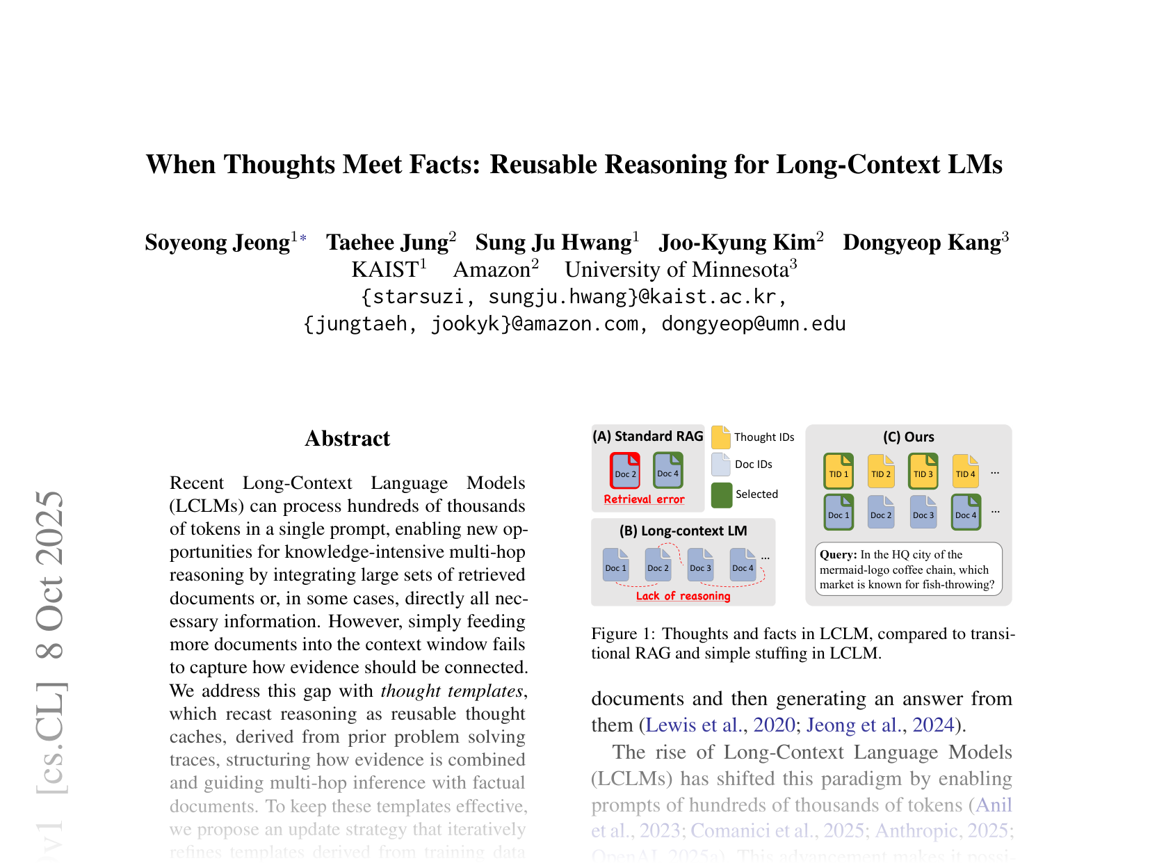 [When Thoughts Meet Facts: Reusable Reasoning for Long-Context LMs 🔗](https://arxiv.org/abs/2510.07499)