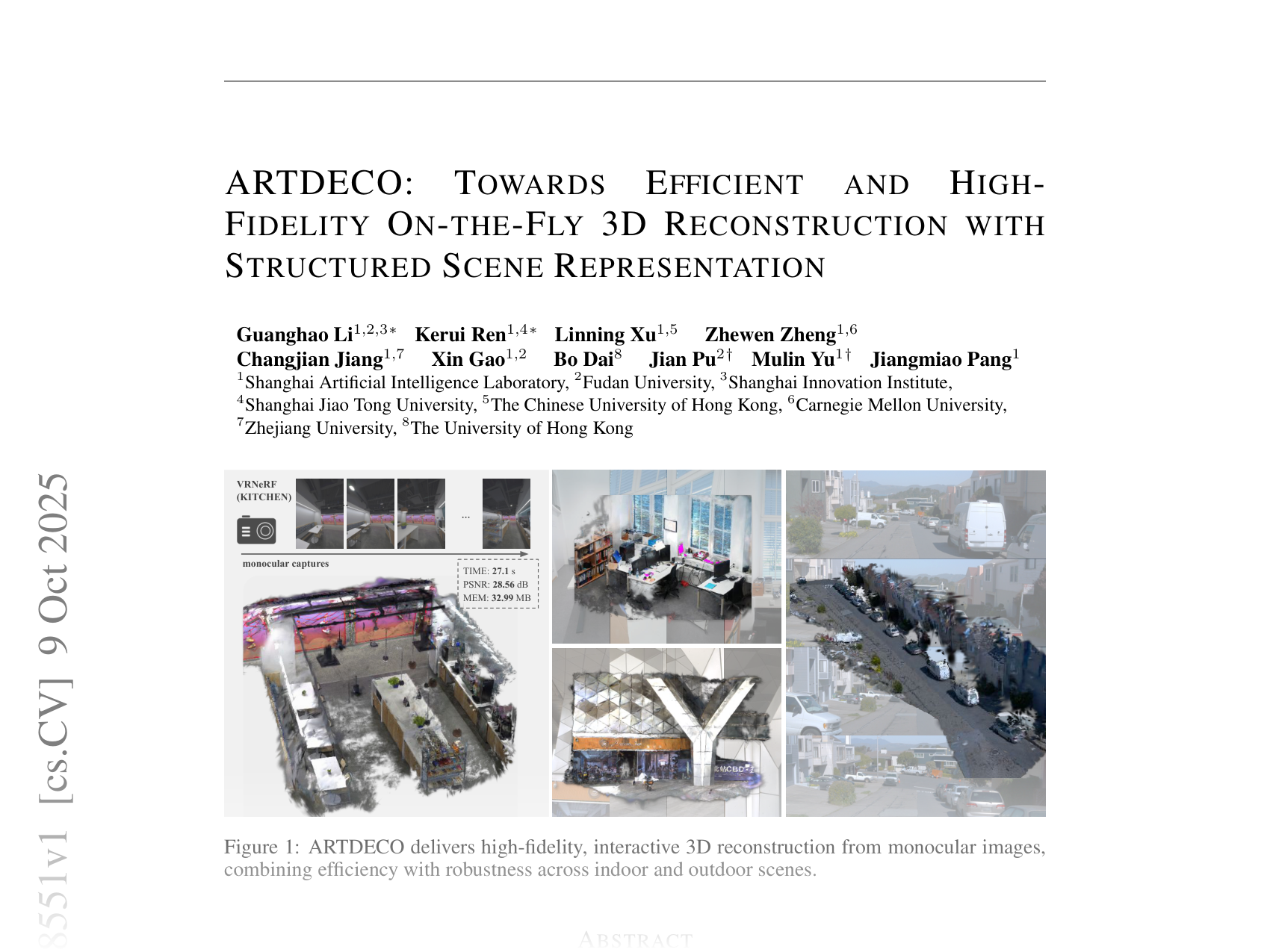 [ARTDECO: TOWARDS EFFICIENT AND HIGH-FIDELITY ON-THE-FLY 3D RECONSTRUCTION WITH STRUCTURED SCENE REPRESENTATION 🔗](https://arxiv.org/abs/2510.08551)