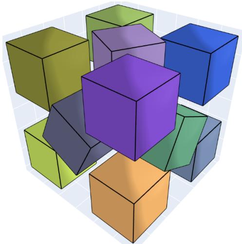 边长约 2.895 的大立方体中堆积 11 单位立方体的新纪录。