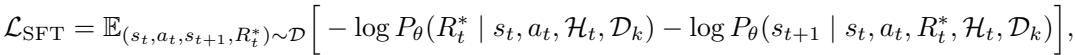 用于训练经验模型的 SFT 损失函数，联合优化推理生成与下一状态预测。