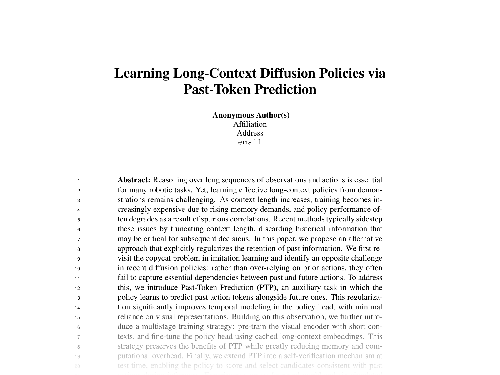[Learning Long-Context Diffusion Policies via Past-Token Prediction 🔗](https://openreview.net/pdf?id=o0LBjJxUeS)