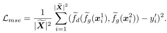 Equation for the MSE loss function used in the Siamese network.