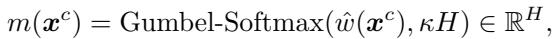 Equation for the mask vector using Gumbel-Softmax.