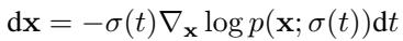 The probability flow ODE describing the diffusion process.