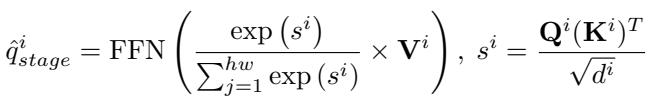 Equation for the merging mechanism using softmax and similarity scores.