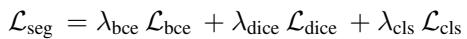 Equation for the standard segmentation loss components.