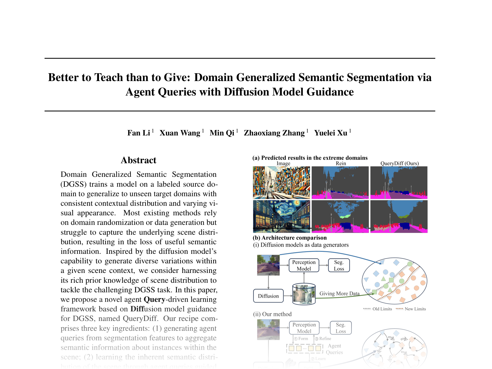 [Better to Teach than to Give: Domain Generalized Semantic Segmentation via Agent Queries with Diffusion Model Guidance 🔗](https://openreview.net/pdf?id=jvP1wbD0xh)