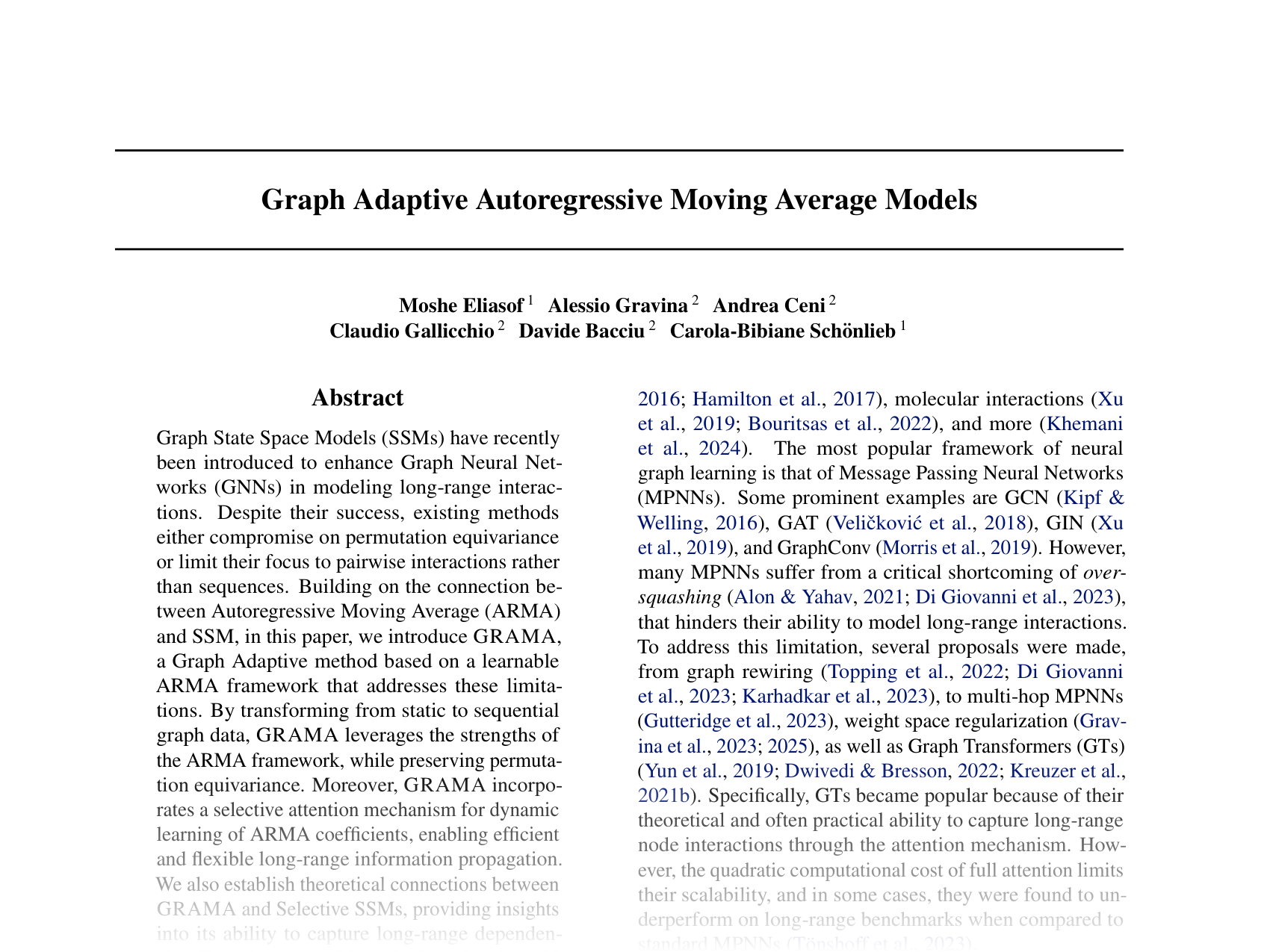 [Graph Adaptive Autoregressive Moving Average Models 🔗](https://openreview.net/pdf?id=UFlyLkvyAE)