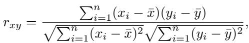 Pearson Correlation Formula