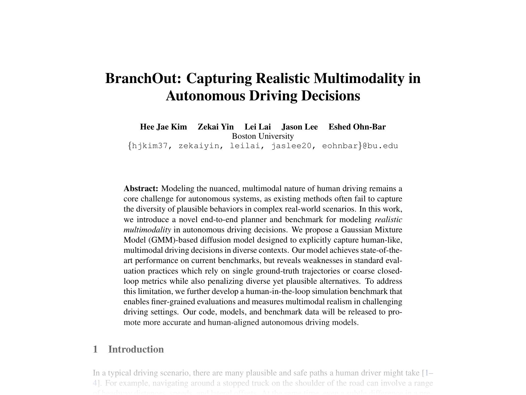 [BranchOut: Capturing Realistic Multimodality in Autonomous Driving Decisions 🔗](https://openreview.net/pdf?id=jedBaI1fgU)
