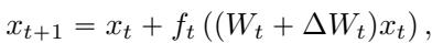 Weight-based update with nonlinear activation.