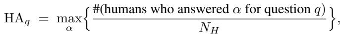 人类一致性 (HA) 公式。