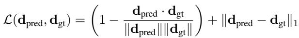 Equation showing the loss function for pointing direction.