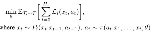 元学习的目标函数。其目标是最小化任务分布上的期望损失。