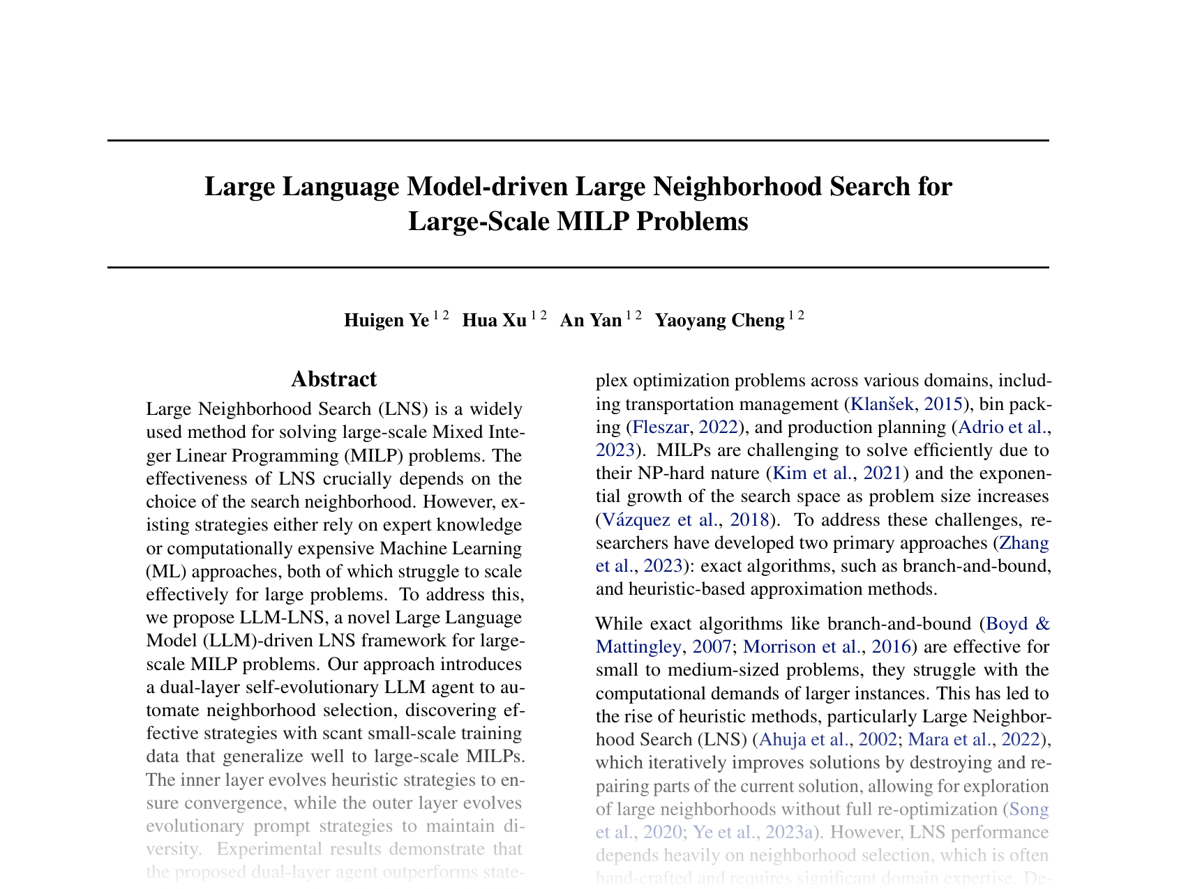 [Large Language Model-driven Large Neighborhood Search for Large-Scale MILP Problems 🔗](https://openreview.net/pdf?id=teUg2pMrF0)