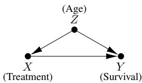 Figure 1. A causal diagram over three variables.