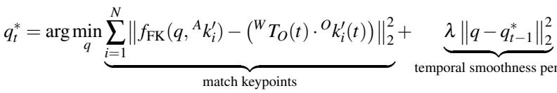 Equation 2: The optimization objective for finding robot joint configurations.