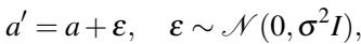 Equation: Injecting Gaussian noise into the action.