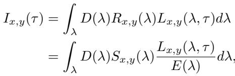 Equation 5: The intensity equation defined as an integral of sensor response, scene reflectance, and illumination.