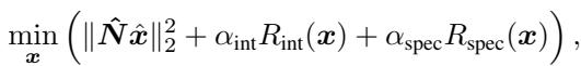 Equation 22: The final total optimization function combining data fidelity and regularizers.