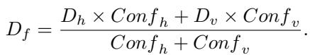 Equation for confidence-weighted fusion of horizontal and vertical disparity.