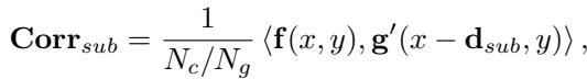 Equation for sub-pixel correlation calculation.