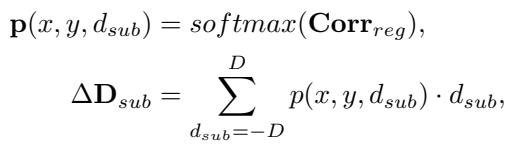 Equation for calculating the delta disparity using softmax.