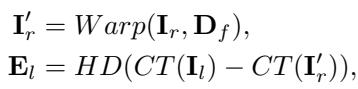 Equation showing Census Transform error calculation.
