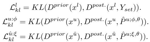 KL Divergence loss equations for labeled and unlabeled flows.