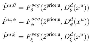 Equations for generating diverse pseudo-labels from three decoders.