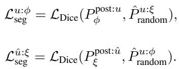 Cross-decoder Dice loss equations.