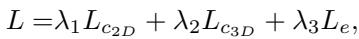 Total Loss Equation combining 2D corner loss, 3D corner loss, and edge loss.