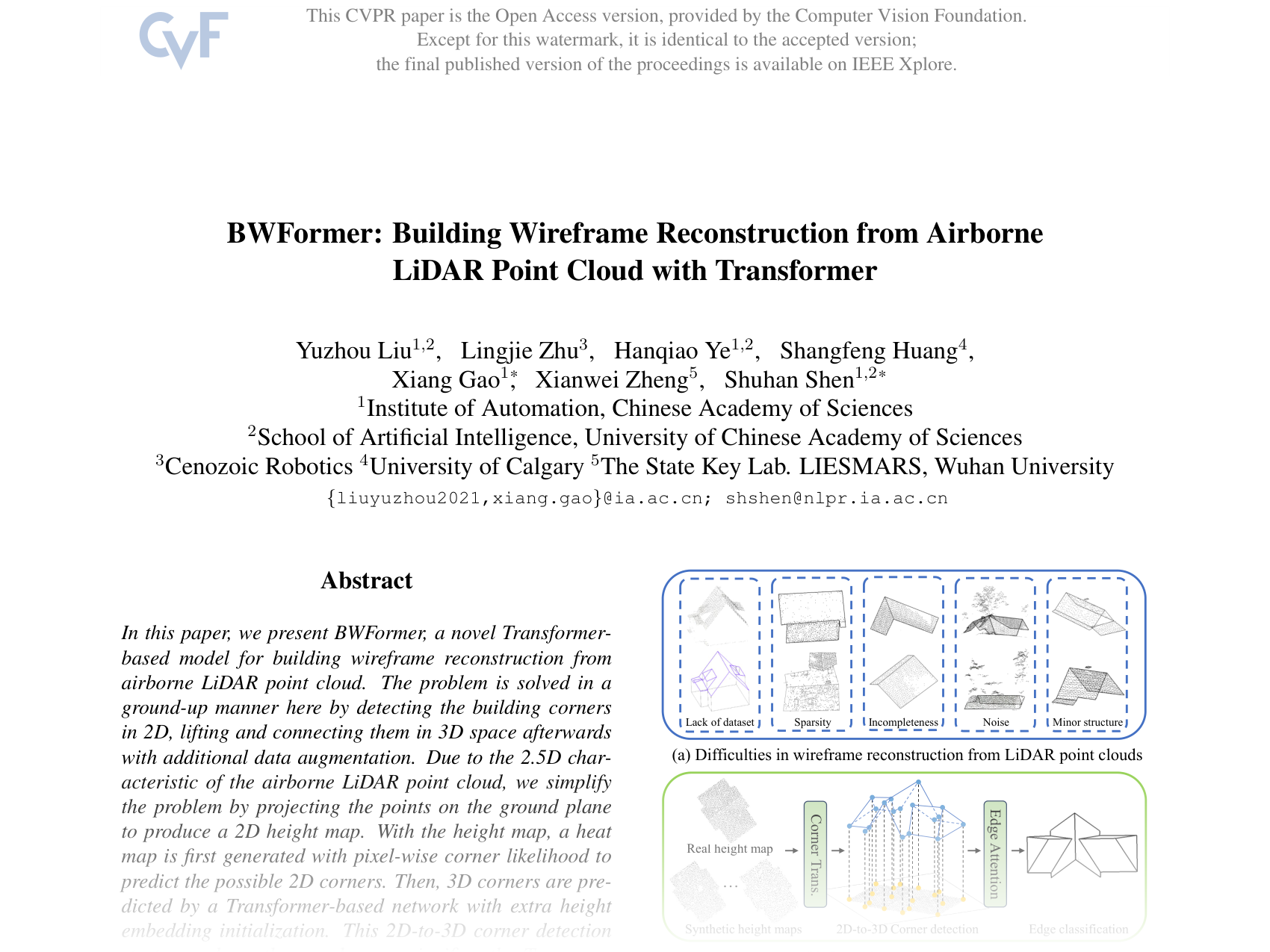[BWFormer: Building Wireframe Reconstruction from Airborne LiDAR Point Cloud with Transformer 🔗](https://openaccess.thecvf.com/content/CVPR2025/papers/Liu_BWFormer_Building_Wireframe_Reconstruction_from_Airborne_LiDAR_Point_Cloud_with_CVPR_2025_paper.pdf)
