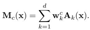 Equation 1: The general formula for Class Activation Maps, summing weighted activation maps.